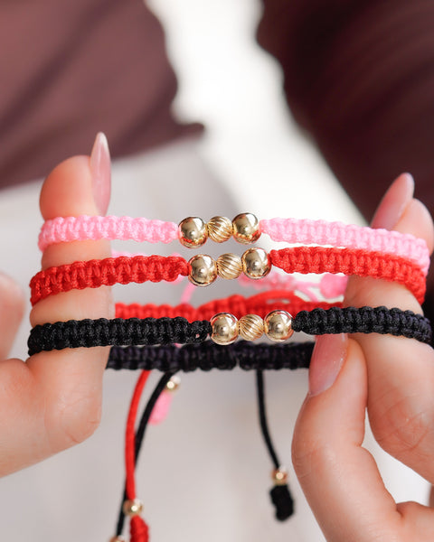 BRAZALETE TRES BALINES INTERCALADOS 5MM-6MM