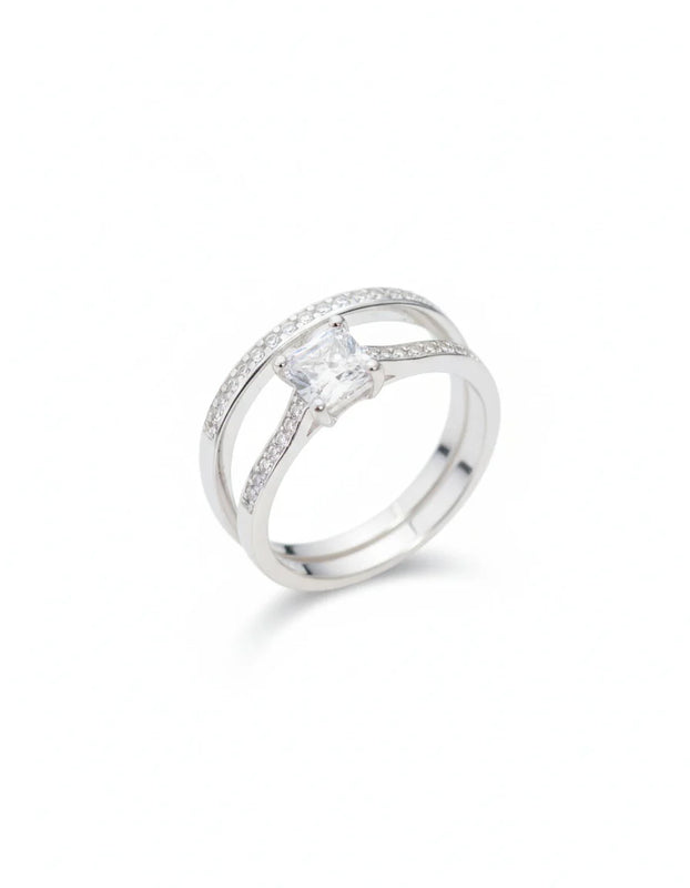 ANILLO DOBLE FRAME LUXURY PLATA ITA