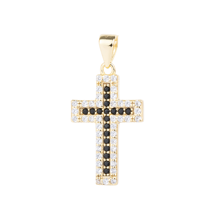 DIJE CRUZ CIRCONIAS CON NEGRO 2CM