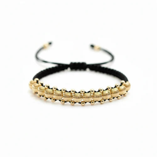 BRAZALETE TRENZA DORADA NEGRA