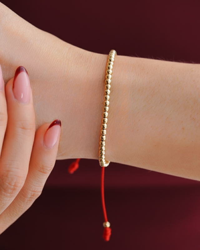 BRAZALETE FULL BALINES 3MM DORADO ROJO