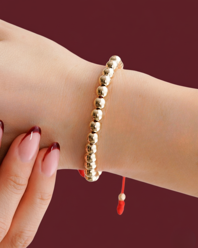 BRAZALETE FULL BALINES 6MM DORADO ROJO