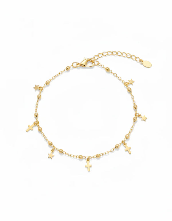 TOBILLERA ESTRELLAS CON CRUCES