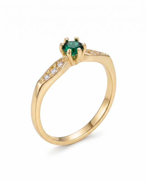 ANILLO SOLITARIO VERDE ESM