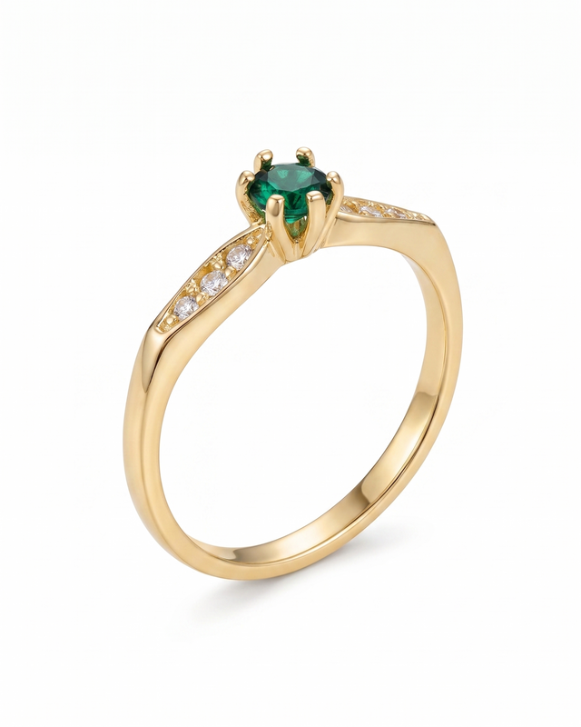ANILLO SOLITARIO VERDE ESM