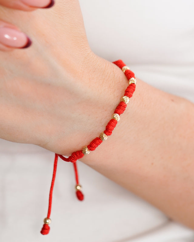 BRAZALETE 7 NUDOS PROTECCIÓN ROJA