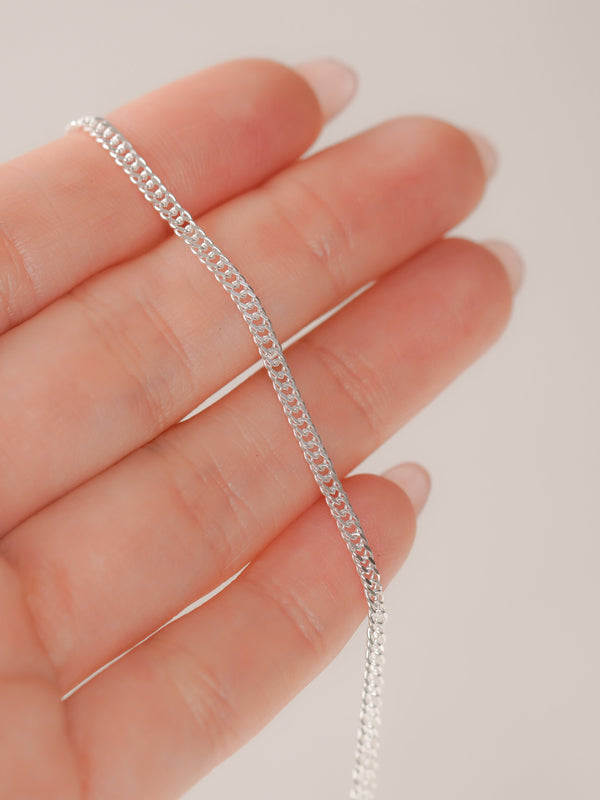PULSERA CUBANA CONTINUA 2.5MM PLATA 19CM