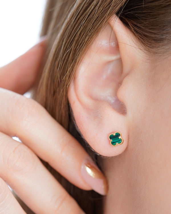 ARETE TRÉBOL GOLD VERDE PLATA- ORO