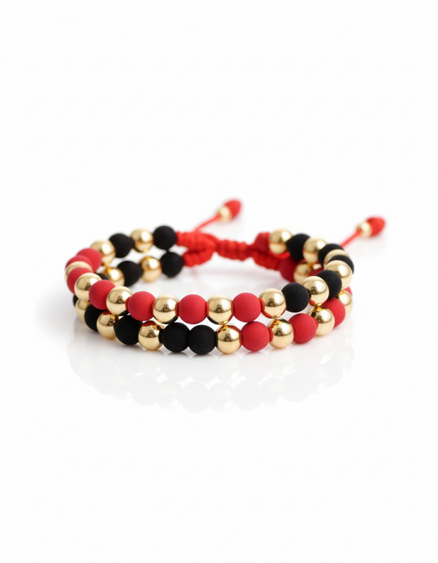SET BRAZALETE 6MM INTER NEOPRENO NEGRO Y ROJO