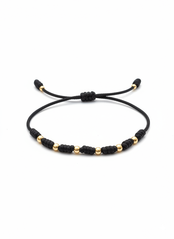 BRAZALETE 7 NUDOS DE PROTECCIÓN BALIN LISO NEGRO