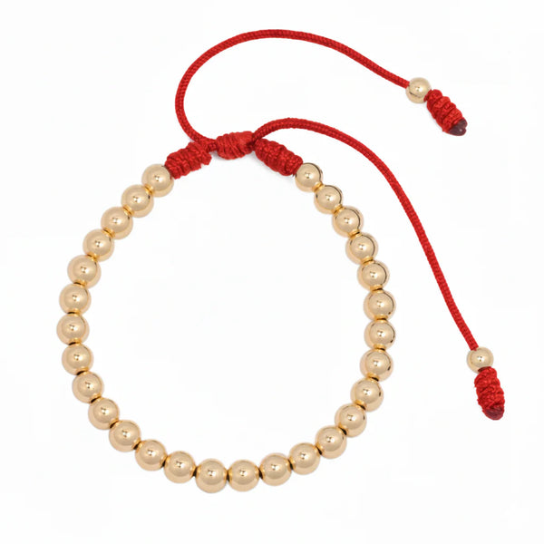 BRAZALETE FULL BALINES 6MM DORADO ROJO
