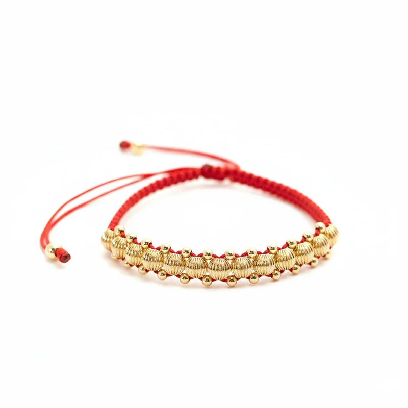 BRAZALETE TRENZA DORADA ROJA