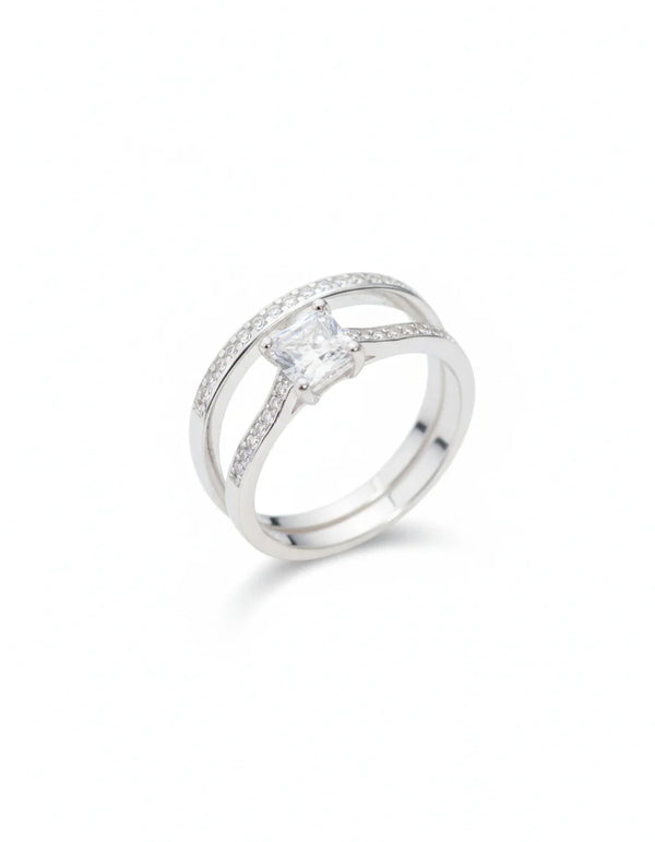 ANILLO DOBLE FRAME LUXURY PLATA ITA