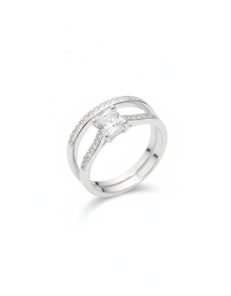 ANILLO DOBLE FRAME LUXURY PLATA ITA