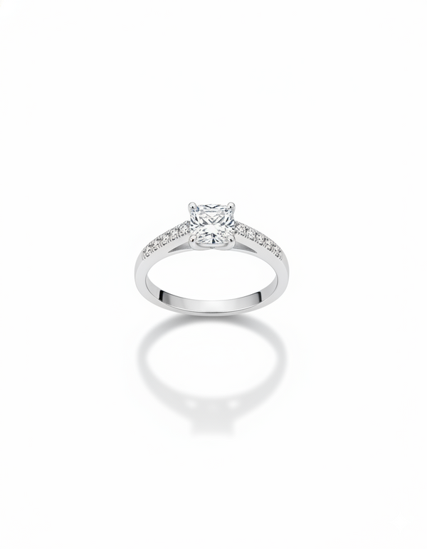 ANILLO SOLITARIO CRISTAL PRISMA PLATA