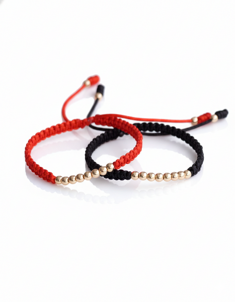 SET BRAZALETE NOVA 4MM MACRAME ROJO Y NEGRO