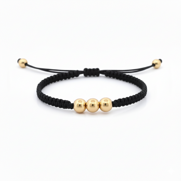 BRAZALETE TRES BALINES 6MM NEGRO