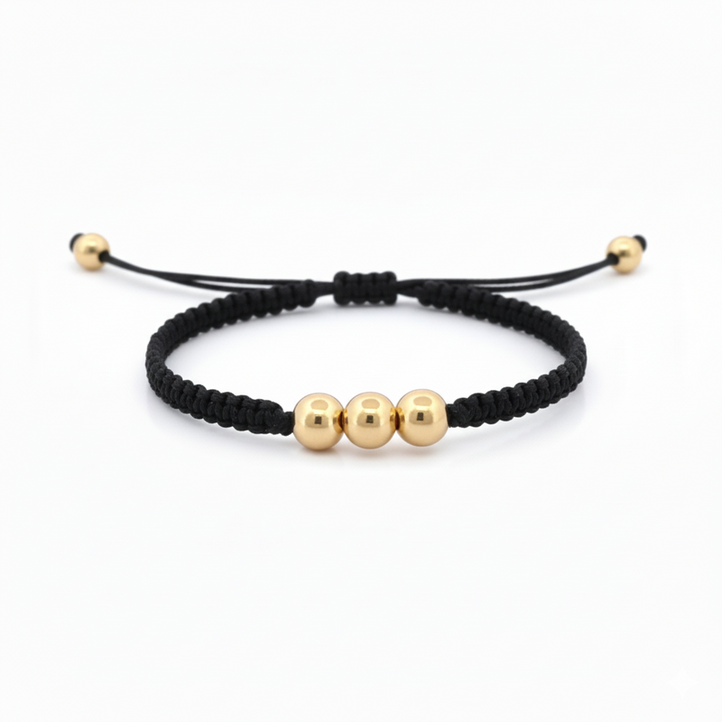 BRAZALETE TRES BALINES 6MM NEGRO