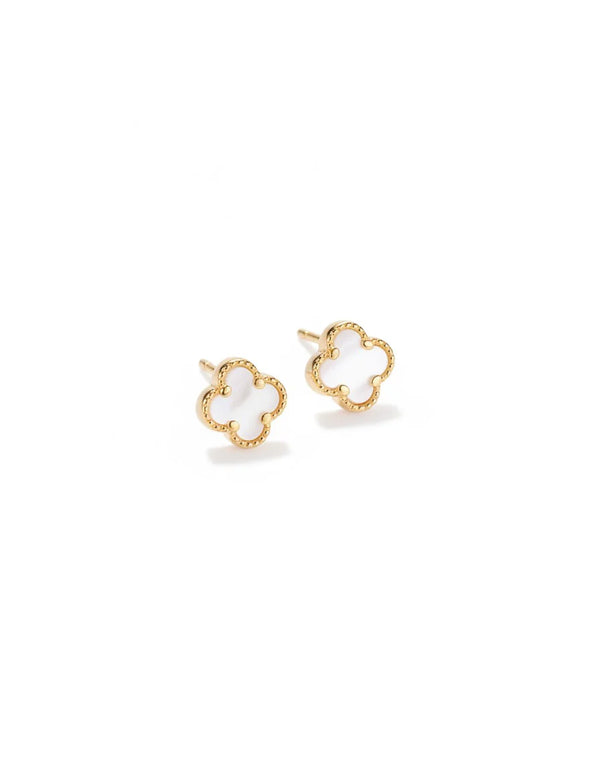 ARETE TRÉBOL GOLD BLANCO PLATA- ORO