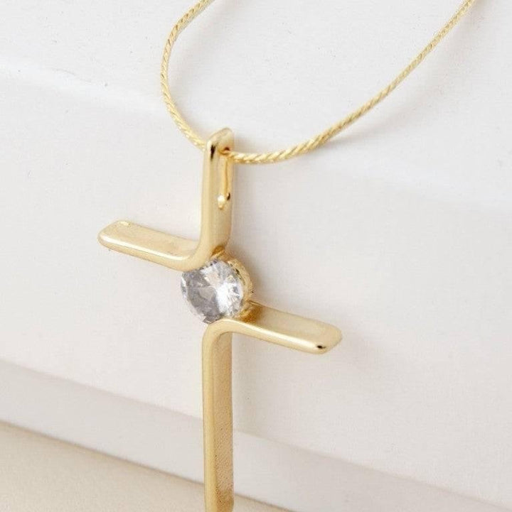 Dije Cruz con circonia cristal o verde dlujo-joyeria
